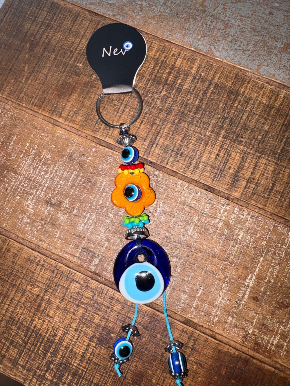 New Evil Eye Flower Keychain - Blue & Orange